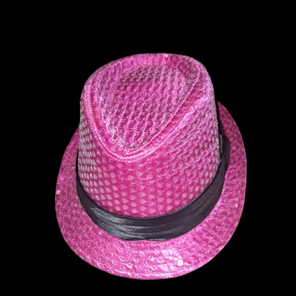 Disney Pink Sequin Fedora/Hat w Silk Black Band NWOT - Picture 2 of 5